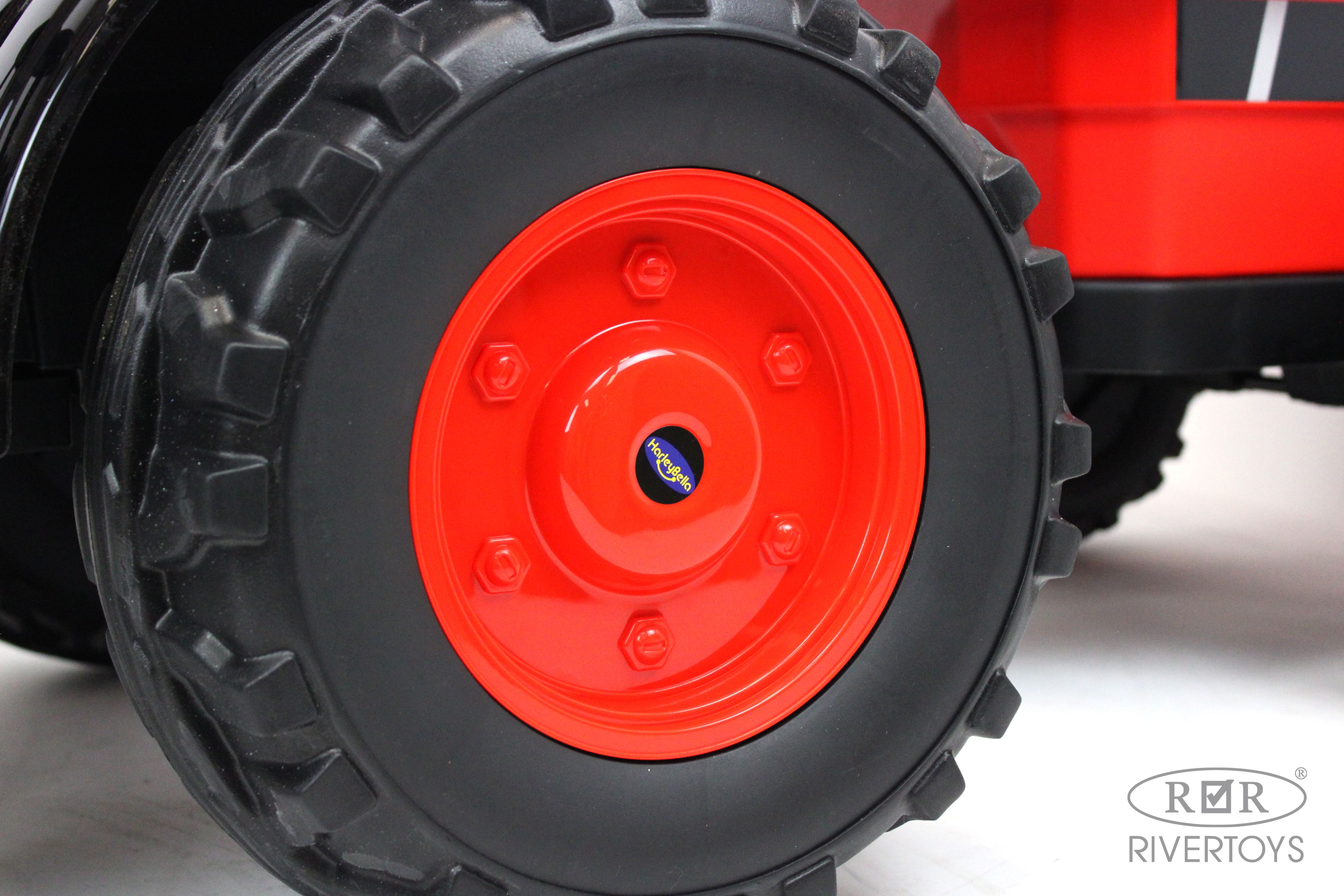 Детский электромобиль трактор-погрузчик с прицепом (Красный) HL395